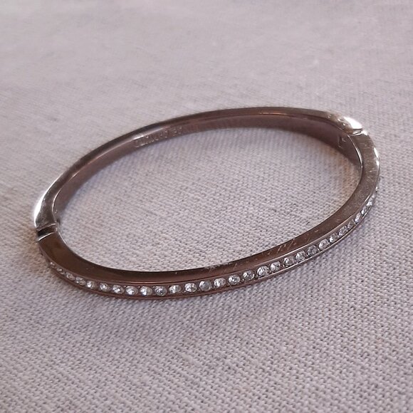 Vince Camuto Jewelry - Vince Camuto Dark Shiny Bronze Rhinestone Channel Set Oval Bangle